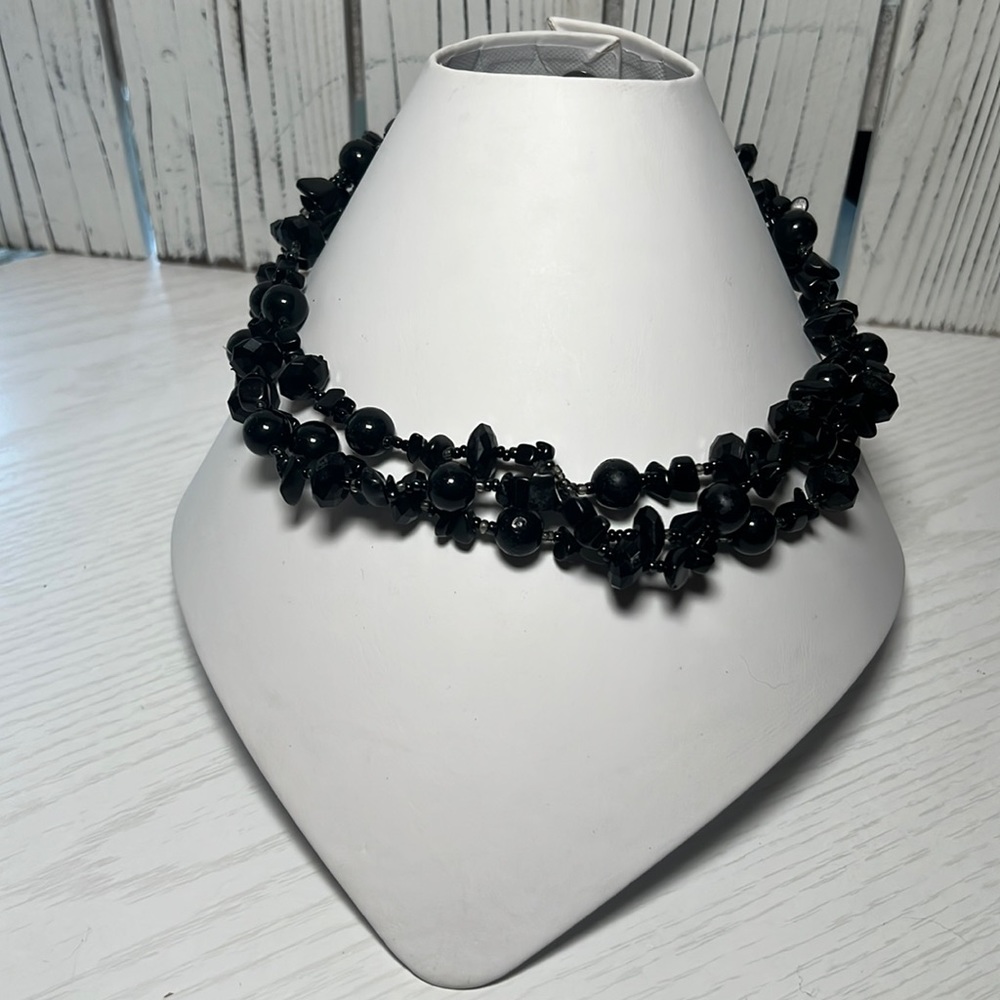 Beautiful three layered black necklace